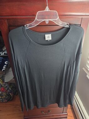 CAbi Black Long Sleeve Scoop Neck Top